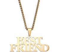 INBLUE Personalized Name Necklace Plate Pendent for Men Women Custom Big Initial Letter Number Necklaces with Curb Chain/Rope Chain Hip Hop Jewelry(A2: Gold 2 Row Letter)