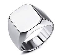 INBLUE Personalized Signet Ring Engraving Color Picture/Black Picture/Blank Custom Photo for Men Boys Women Girls Memorial Stainless Steel Jewelry Bundle with Ring Size Adjusters (Silver Color)