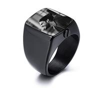 INBLUE Personalized Stainless Steel Cremation Urn Signet Ring for Men Women Pet Customized Black & White Photo Ashes Holder Memorial Jewelry with Funnel Kit (Black Size R)