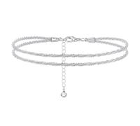 INBLUE Stainless Steel Anklets for Women Gold Silver Rose Gold Beaded/Figaro/Cuban Link Chain Ankle Bracelets Adjustable Beach Waterproof Jewelry, 2 mm, Copper, Cubic Zirconia