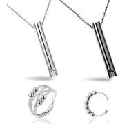 INBOLM 4PCS Anxiety Necklace Breathing Fidget Ring,Stress Relief Mindful Breathing Necklaces Rings Portable Stress Relief Mindful Necklace Set for Men Women Meditation Anxiety Relief Relaxation