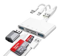 INBOLM 5-in-1 SD Card Reader Lighting/USB-C/USB 3.0 External Memory Card Reader/Adapter Compatible with SD/Micro SD/TF/CF/MS Applicable to Camera/Laptop/iPhone/iPad/Dell/Galaxy and Other USB Equipment