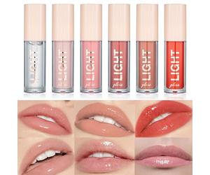 INBOLM 6 PCS Lip Gloss Set Shimmer Lip Gloss Lip Oil Light Lip Gloss Set Long Lasting Waterproof Liquid Lipstick Crystal Jelly Lip Create Enchanting Lips with Magical Shimmer
