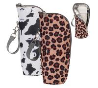 INBOLM Baby Bottle Storage 2 PCS Baby Bottle Cooler Breast Milk Cooler Bag Portable for Bottles with Snap Button Heat/Cold Preservation Cow Pattern & Leopard Print