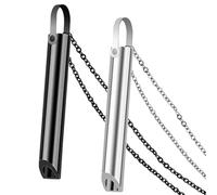 INBOLM Breathing Necklace, 2PCS Stress Relief Necklace Anxiety Relief Breathing Necklace Relief Anapana Breathing Necklace for Adults Women Men Meditation (Black+Silver)