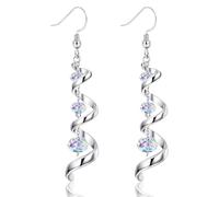 INBOLM Drop Earrings for Women, Spiral Ribbon Crystal Dangle Drop Earrings for Women - 925 Sterling Silver Fishhook and Multi Teardrop Sparkle - Exquisite Jewellery Gift for Her