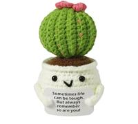 INBOLM Positive Gifts Positive Crochet Crochet Positive Cactus Positive Cactus Crochet Comes with an Encouragement Card Suitable for Adults Children Friends Rooms Offices Desktop Decorations
