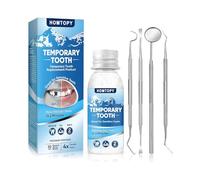 INBOLM Tooth Filling Repair Kit, Temporary Teeth Filler with 4 Dental Tools,Teeth Replacement Kits for Temporary Fixing Filling Missing Broken Chipped Tooth DIY Moldable False Dentures Tooth, 30ml