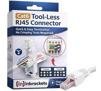 Inbrackets Cat6 Tool-less RJ45 Connectors - Easy tool-free Cat6 DIY Ethernet Cable Termination Plug - No Crimp Tool Required - Colour Coded Wiring - Home & Office Network (PACK OF 2)