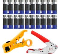 Inbrackets Compression Tool Coaxial Cable Stripper Crimper 20 Connectors Ct100 Rg6 Wf100