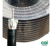 Inbrackets Ct100 Satellite Digital Tv Aerial Coax Cable Coaxial Type 100 Cai Approved Uk Black 20 Metres 2 Clips Per Metre Cable