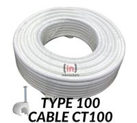 Inbrackets Ct100 Satellite Digital Tv Aerial Coax Cable Coaxial Type 100 Cai Approved Uk White 25 Metres 2 Clips Per Metre