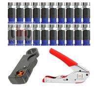 Inbrackets F-Type Compression Tool Coaxial Cable Stripper Crimper + 20 Connectors For Ct100 Rg6