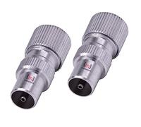 Inbrackets Male Coaxial TV Aerial Connector Plugs for RF Cable/Freeview - Durable Metal Construction - Pack of 2