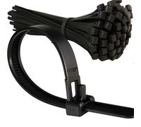 Inbrackets Reusable Cable Ties, Plastic Nylon, Releasable, Black, 250mm Length, 7.6mm Width (50)