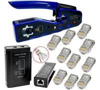 Inbrackets Rj45 Crimping Tool Ratchet Crimper Pass Through Easy Cat5E Cat6 + Rj45 Cable Tester With Cat6 Connectors