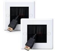 Inbrackets Single Gang White Brush Cable Entry Faceplate With Black Brush 2 Pack