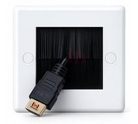 Inbrackets Single Gang White Brush Cable Entry Faceplate With Black Brush