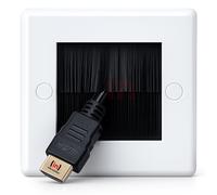 Inbrackets Single Gang White Brush Faceplate Cable Entry with Black Brush (Single White with Black Brush)