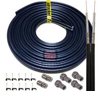 Inbrackets Sky Cable Extension Twin Coax F Plugs Q Satellite Coaxial Lead Shotgun Diy Kit Black 19 Metres