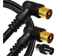 Inbrackets TV Aerial Cable, Right Angle RF Fly Lead, Male-to-Male, Gold Plated Connectors comes with coupler, Black 1 Metre(100, Centimeters)