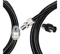 Inbrackets Tv Aerial Coax Cable RF Lead Male Plug to Plug with Coupler (Black, 2 metres)
