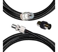Inbrackets Tv Aerial Coax Cable RF Lead Male Plug to Plug with Coupler (Black, 5 metres)