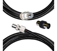 Inbrackets Tv Aerial Coax Cable RF Lead Male Plug to Plug with Coupler (Black, 8 Metres)