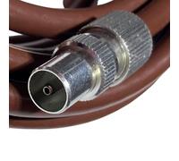 Inbrackets Tv Aerial Coax Cable RF Lead Male Plug to Plug with Coupler (Brown, 9 Metres)