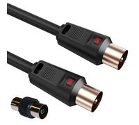 Inbrackets Tv Aerial Coax Cable Rf Lead Male Plug To Plug With Coupler Gold Plated For Freeview Digital Tv And Aerial Extension Black 0.5M