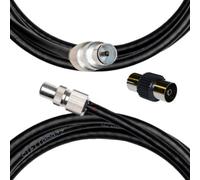 Inbrackets Tv Aerial Coax Cable Rf Lead Male Plug To Plug With Coupler Rg6 Black 6 Metres