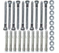 Inbrackets Value 10 PACK OF M8 x 80mm Masonry Brick Wall Fixing Screw Bolts with Plugs & Washers HEAVY DUTY ANCHORS for Aerial Satellite Sky Dish Fence shelves decking Mounting (10)
