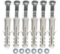 Inbrackets Value M8 X 60mm Masonry Brick Wall Fixing Screw Bolts With Plugs & Washers For Aerial Satellite Sky Dish Tv Bracket Pack Of Six