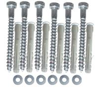 Inbrackets Value M8 x 80mm Masonry Brick Wall Fixing Screw Bolts with Plugs & Washers HEAVY DUTY ANCHORS for Aerial Satellite Sky Dish Fence shelves decking Mounting (6)