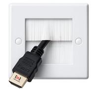 Inbrackets White Brush Faceplate Cable Entry/Exit Wall Blanking Plate Single 1 Gang (Single White with White Brush)