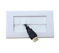 Inbrackets White Brush Faceplate Cable Entry Exit Wall Blanking Plate Single 2 Gang (Double White with White Brush)