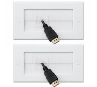 Inbrackets White Brush Faceplate Cable Entry Wall Plate Double Size 2 Gang Pack Of 2