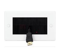 Inbrackets White Faceplate With Black Brush Cable Entry Wall Plate Double Size 2 Gang Pack Of 1