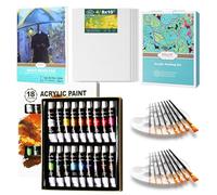 Inburit Acrylic Paint Set for Adults Art Painting Kit with 18 Color Acrylic Paints Blank Canvas Paint Brushes Palette, Best Gift for Kids Adults