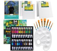 Inburit Acrylic Paint Set for Adults & Kids, Painting Set - 24 Acrylic Paints, 2-Size Canvas Panels, 8 Paint Brushes, Art Supplies Set for Artist Beginner Students