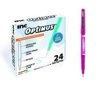 Inc. OPTIMUS Colored Felt Tip Pens - 24 Assorted Colors, Multicolor No Bleed 0.7-mm Medium Point Tip, Office, School, Art, and Craft Supplies for Writing, Drawing, Art, Journaling, and Note-Taking