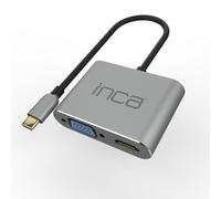 İnca 4 in 1 USB C to HDMI VGA Adapter ITPC-06TX, 4K@30Hz HDMI with PD 100W Charging Port, USB 3.0 Type C Multiport for MacBook, Dell, HDTV, Chromebook