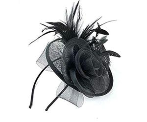Inca 4602 Large Black net & Hessian Fascinator hatinator on aliceband Wedding Party Prom