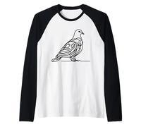 Inca Dove Line Art Birdwatcher Raglan Baseball Tee