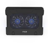 inca INC-321RX Laptop Cooler, Notebook Cooler for 7-17 Inches, 2 Quiet Fans with Blue LEDs, Cooling Pad, Cooling Pad Stand, Non-Slip Notebook Cooler, 2 USB Ports, Black
