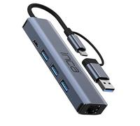 INCA IUTP-5T USB/Type-C Hub - Aluminum housing, 3x USB 3.0 + Type-C + Ethernet RJ45; 3 super-fast USB 3.0 ports, data transfer up to 5Gbps