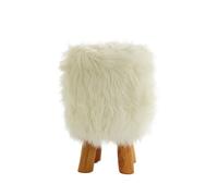 Inca Stool - Round - White Faux Fur