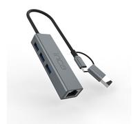 inca USB/USB C LAN Adapter IUTP-03TX & 3X USB 3.0 with Gigabit Ethernet, RJ45 1000 Mbps, 10/100/1000 Gigabit LAN Ethernet Adapter for PC, Laptop, iPad, MacBook | Aluminium Alloy Housing