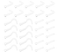 incaton 20G Clear Nose Stud L Shaped Clear Nose Rings Acrylic Bioflex Nose Piercing Retainers Jewelry for Daily Work