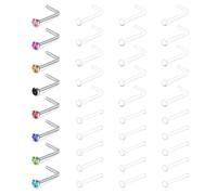 incaton Clear Nose Studs Hide Piercing for School Work,20g Bioflex Nose Piercings Set Clear Transparent Nose Rings Retainer Jewelry